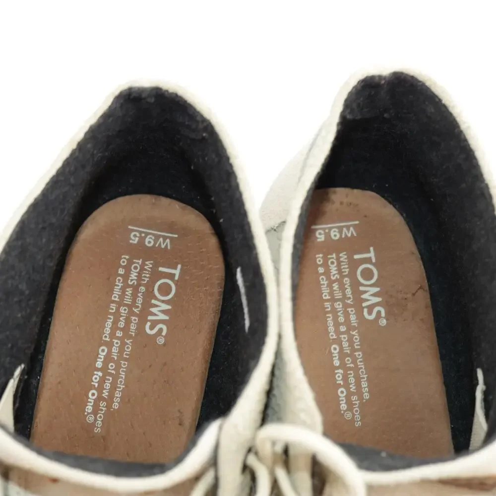 Toms Womens Desert Boots Size 9.5 Warm White‎ Suede Python Wedge Lace Up Booties